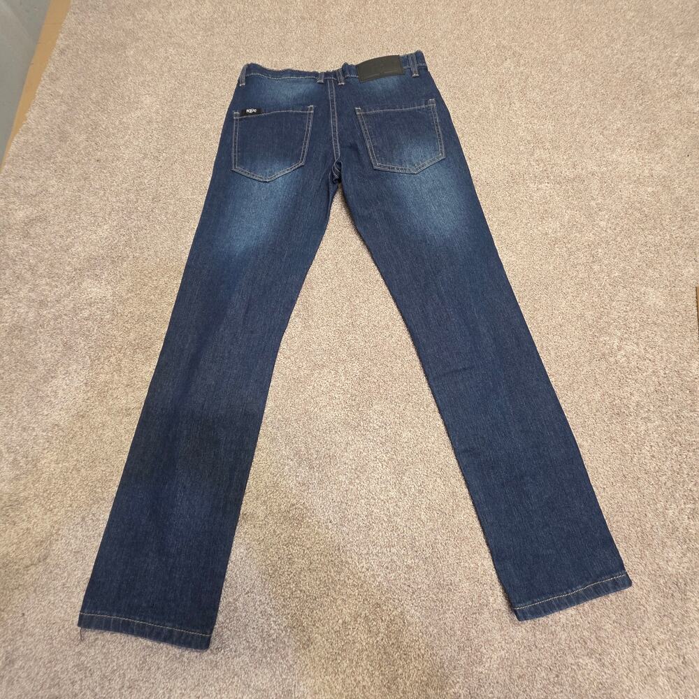 Mossimo Stretch Jeans Womens 14 Dark Wash Distressed Ripped Straight Leg